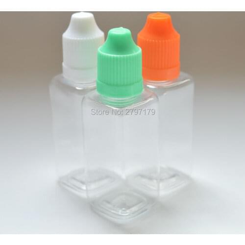 20pcs PET Square Empty Bottle 30ml Clear Plastic Eye Drop Bottle With Childproof Cap For E Liquid Empty Dropper Bottle