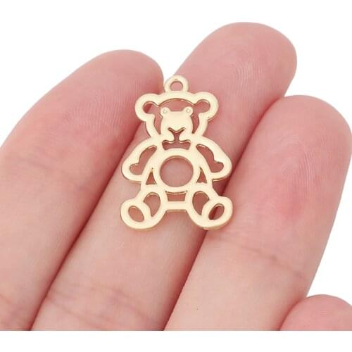 20 x Gold Color Open Teddy Bear Charms Pendants Double Sided for DIY Necklace Earring Jewelry Making Accessories 24x17mm