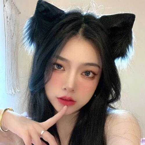 2021 New Women Cute Plush Cat Ears Long Fur Hair Bands Girls Sweet Hair Hoop Party Headband Headwear Fashion Hair Accessories