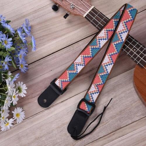 3cm Longteam Ukulele STRAP Bohemian Style Woven Black Leather Head Ukulele Strap for Ukulele Accessories