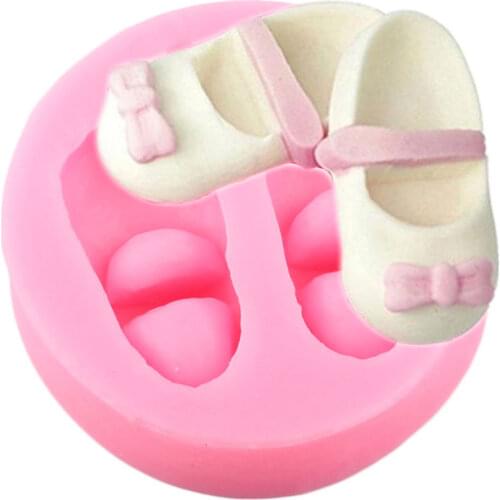3D Baby Girls Shoes Shape Fondant Cake Making Tools Silicone Cake Mold Sugar Craft Soap Mold Chocolate Decor Kitchen Baking Mold