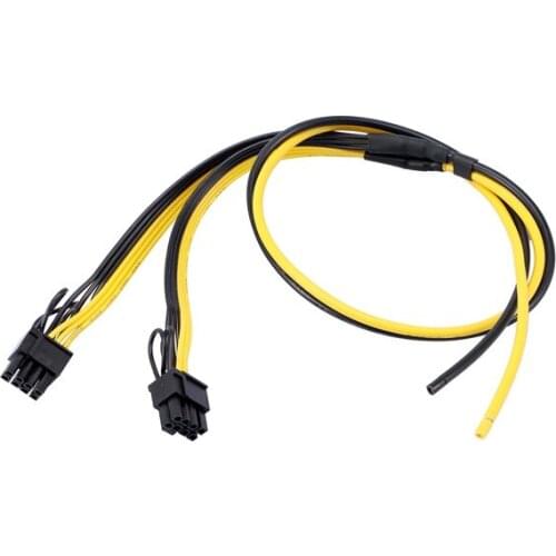 5Pcs Dual PCIe PCI-E Graphic Video Card 8Pin 6+2Pin DIY Splitter Power Cable Cord for Bitcoin Litecoin Miner 12AWG+18AWG