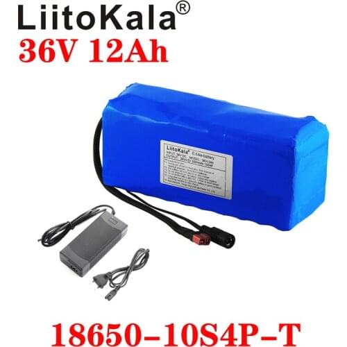 LiitoKala 36V 12AH Electric Bike Battery Built in 20A BMS Lithium Battery Pack 36 Volt with 2A Charger E-bike Battery