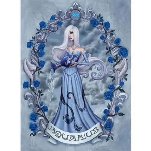 Diamond Mosaic Full Square Round Drill Diamond Embroidery Woman Vase Blue Roses Diy Diamond Painting 5D Cross Stitch KitsZP-4906