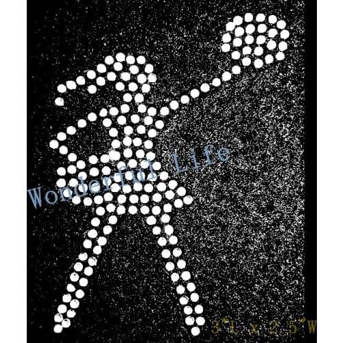 Free shipping Cheer Silhouette Side hotfix Rhinestone Transfer Design Iron on