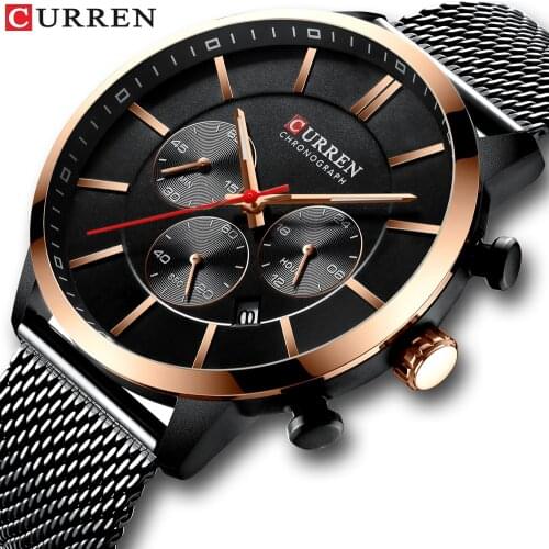 CURREN 2021 Luxury Brand Fashion Quartz Clock Men Watch Causal Sport Watches Men Chronograph and Date Wristwatch Steel Mesh time