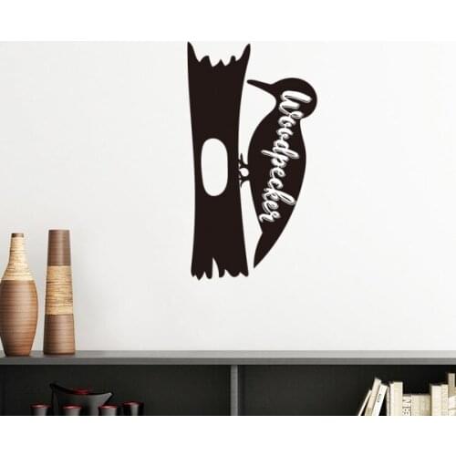Woodpecker Black And White Animal Silhouette Removable Wall Sticker Art Decals Mural DIY Wallpaper for Room Decal