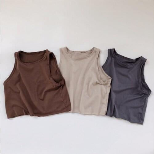 Children Summer Vest 2021 New Solid Soft Forest Boys and Girls Simple Sleeveless Vest T-shirt