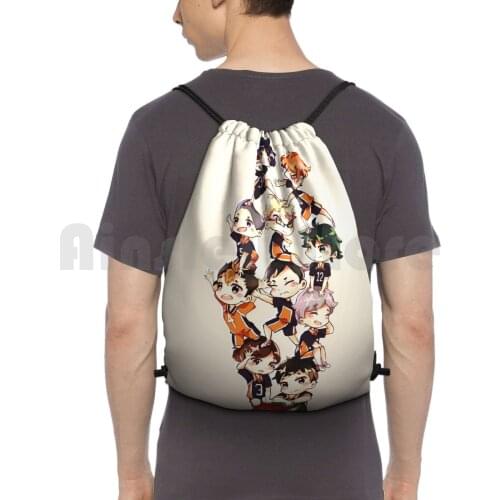 Haikyuu!! Collage Cartoon Backpack Drawstring Bags Gym Bag Waterproof Haikyuu Collage Cartoon Haikyuu Collage Cartoon