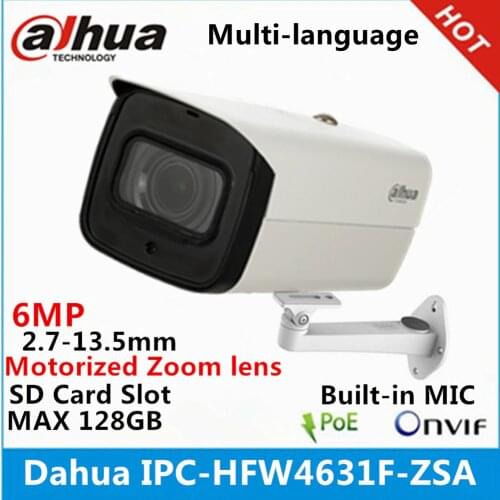 Dahua IPC-HFW4631F-ZSA 6Mp IP camera 2.7-13.5mm varifocal motorized lens built-in SD card slot and MIC IR 80Meter gun Camera