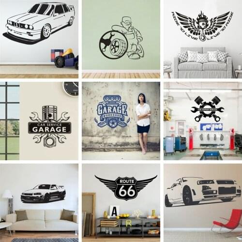 Exquisite Garage Repair Car Wall Sticker Modern Fashion Vinyl Stickers Auto Repair Service Tool Machine Wall Decal Shop Decor