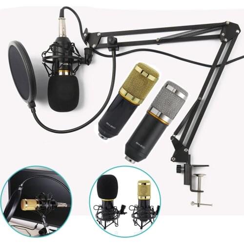 BM-800 Condenser Microphone Gold Ring Set Computer Mobile Phone Live Broadcast Equipment Network K Song Universal Microphone