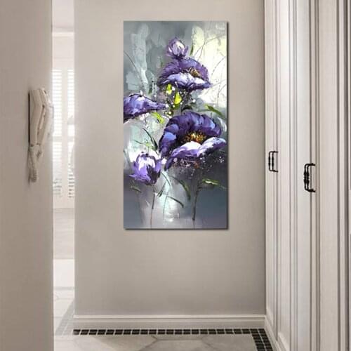 Red Flowers Hand Painted Oil Paintings Living Room Bedroom Floral Wall Art Decor Home Sofa Background Wall Decoration Mural