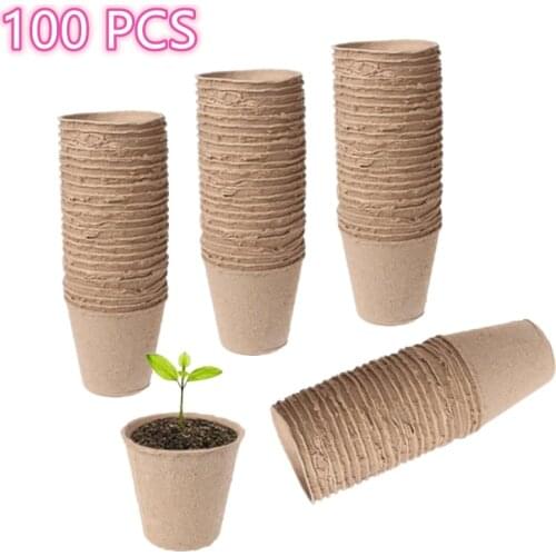100Pieces 6cm Environmental protection Garden Round Peat Pots Plant Seedling Starters Cups Nursery Herb Seed Tray Planting Tools