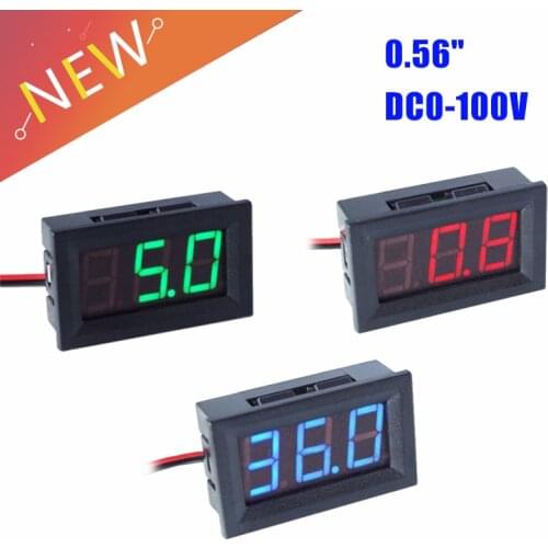 0.56" DIY Mini Voltmeter Tester Digital Voltage Test Battery DC 0-100V 3 Wires Red Green Blue for Auto Car LED Display Gauge