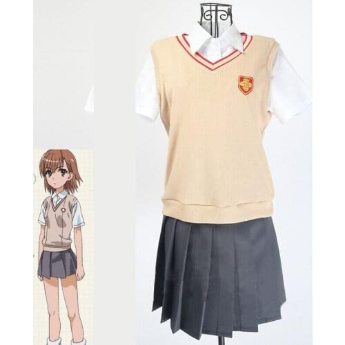 Fashion Anime To Aru Majutsu no Index Cosplay Costumes Misaka Mikoto Knitted Jacket School Uniform Sweater Women Clothes Coat