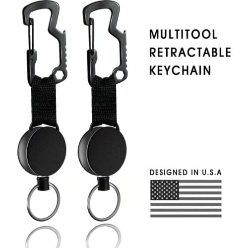 Zayex new Multifunction Retractable Key Chain Badge Holder with Steel Cable Key chain Bottle Opener for Mens