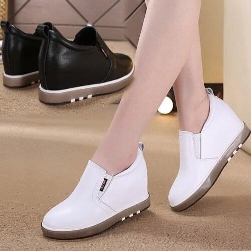 2020 spring and autumn new wedge womens shoes fashion casual shoes leather shoes