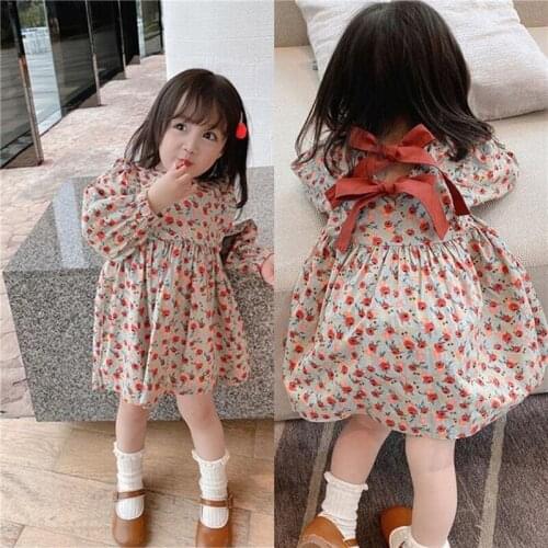 Girl Dress Kids Baby Dress 2021 Bow Spring Autumn Thicken Toddler Princess Clothes Casual Outwear Uniform Dresses Children Cloth