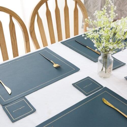 Nordic leather western placemat luxury rectangular waterproof oil-proof scald-proof heat insulation pad Table non-slip coaster