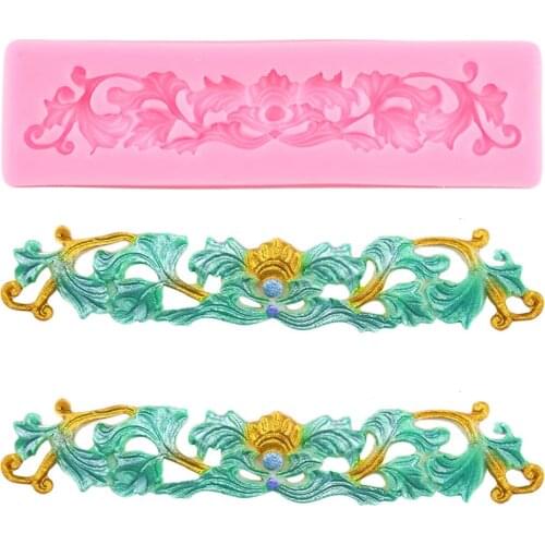 DIY Leaves Relief Cake Border Silicone Molds Flower Lace Fondant Cake Decorating Tools Candy Clay Chocolate Gumpaste Moulds