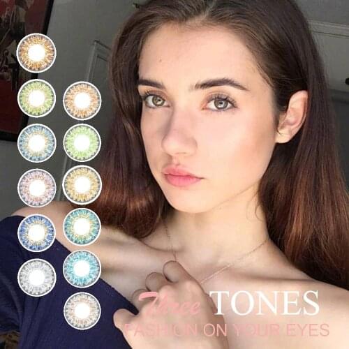 USA Natural Look 3Tones Contact Lenses Cosmetic Brown Blue Gray Color Contact Lens Classic 12 Colors Contact Lenses For Eyes