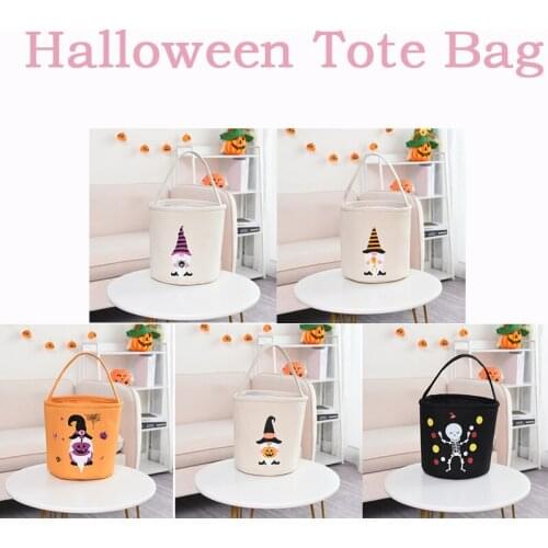 Halloween Candy Toy Bag Storage Bucket Canvas Halloween Decoration Trick Or Treat Basket For Child Gift Home Supplier
