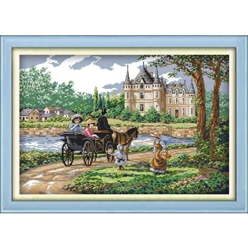 Everlasting Love Christmas Suburban Scenery Ecological Cotton Cross Stitch 11CT Printed DIY Gift New Year Decorations For Home
