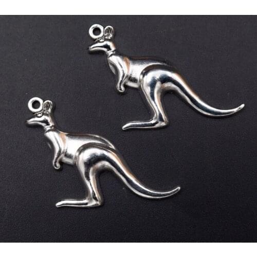 WKOUD 10pcs Silver Color Kangaroo Charm Alloy Pendants Vintage Necklace Bracelet DIY Metal Jewelry Handmade A1756