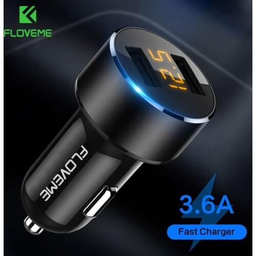 FLOVEME 3.6A 5V Car Charger Fast Charger Cigarette Lighter Car USB Charger For iPhone Samsung Mobile Phone Charge cargador coche