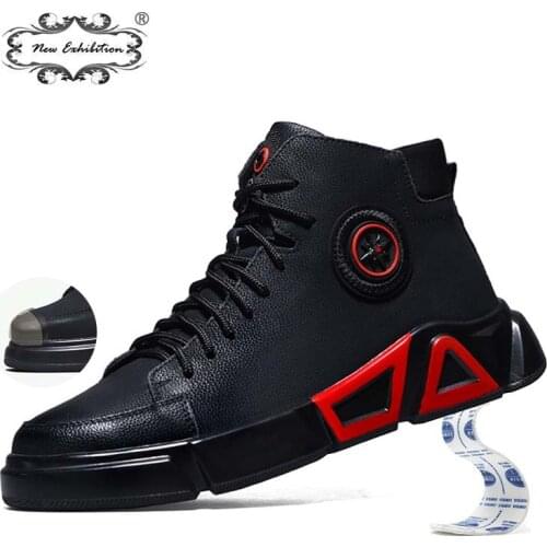 New exhibition waterproof Genuine Leather Safety shoes steel toe cap anti-smashing Work Boot Winter Plush Warm Military Men Boot