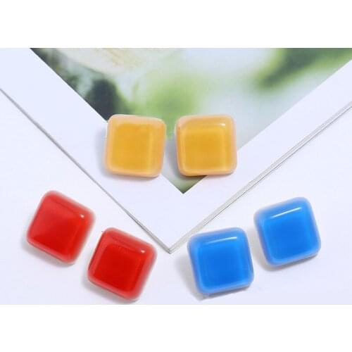Trendy Korean Style Women Summer Stud Earrings Oorbellen Yellow Resin Ladies Jelly Earrings Candy Color Minimalist Jewelry