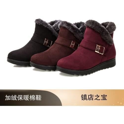 2021 Winter Pure Cotton Snow Boots Women Plush Middle-aged and Elderly Mothers Grandma Grandma Shoes Platform Shoes