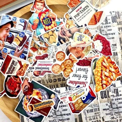 18pcs Stationery Retro America Food Stickers aesthetic Vintage Decorative Sticker Notebook Planner Scrapbooking DIY Custom
