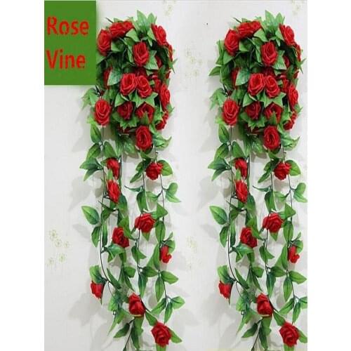 2.4 M Extra Long Artificial Silk Crimping Rose Flower Vine Wisteria Garland Wedding Home Decor Rattan Free Shipping
