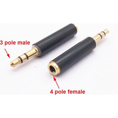 2PC 3.5mm Stereo Audio Jack 3 Pole Male To 4 Pole Female Adapter Converter Connector Support MIC Microphone for Headset Earphone