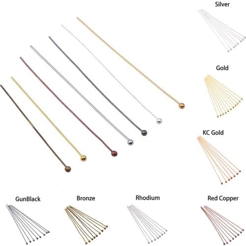 200pcs/lot 16-50mm 8 colours Copper Ball Head Pins For Diy Jewelry Making Head pins Accessories Dia 0.5mm Supplies Wholesale