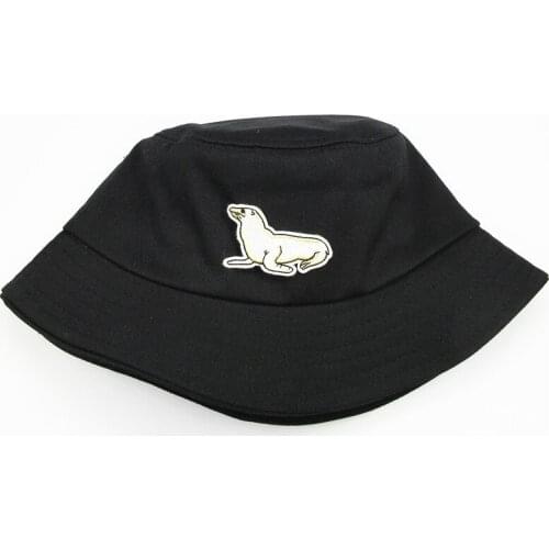 2021 Seal Embroidery Cotton Bucket Hat Fisherman Hat Outdoor Travel Hat Sun Cap Hats for Men and Women 94