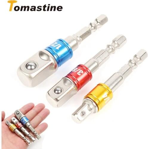 3 Pcs 1/4 3/8 1/2 Drill Socket Adapter Impact Drill Extension Drill Bits Bar Socket Adapter Hex Shank Square Head Drill Bit