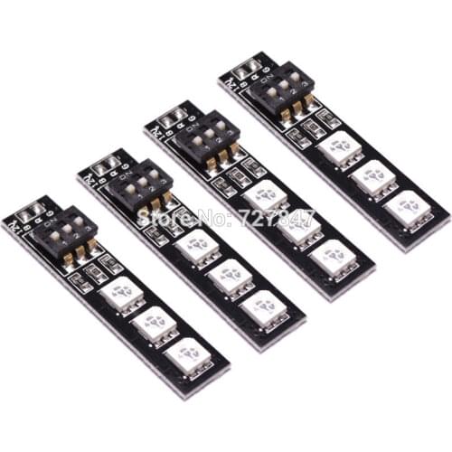 4 x RGB 5050 LED Lights Board 7 Color 12V w/DIP Switch for QAV250 Quadcopter
