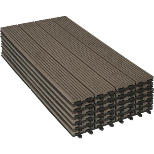 6PCs /1 m² Garden Floor Boards WPC Decking Tiles 30x60cm for Garden Terrace Plug-in System for Fixing WPC Floor Tile Cover