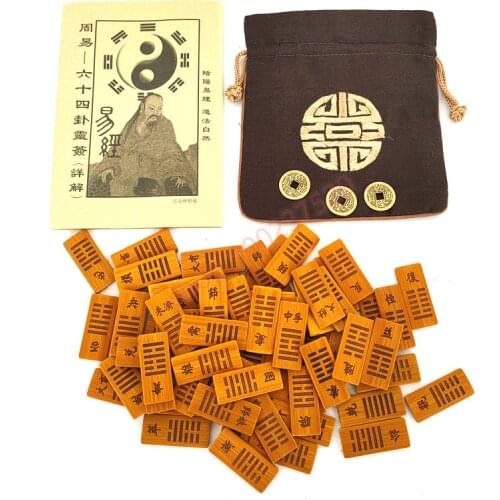 The book of changes 64 hexagram bamboo hexagram card, Zhouyi hexagram card, carving craft, hexagram image learning tool