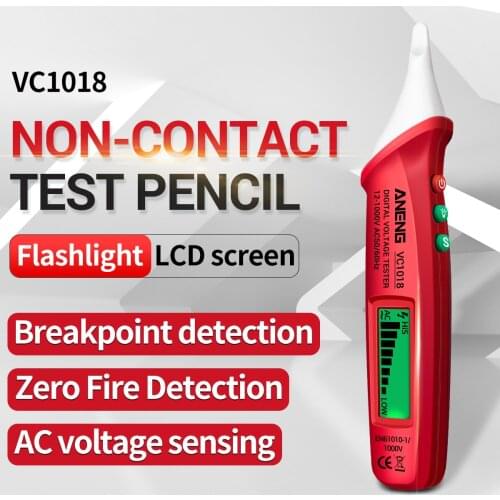 ANENG VC1018 Digital AC/DC Voltage Detector Smart Non-Contact Tester Pen Meter 12-1000V Electric Voltage Sensor Tester Pencil