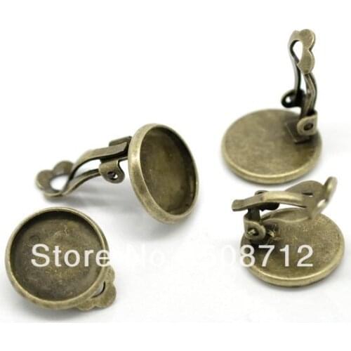 Free shipping!!! Bronze tone 10mm Flat Pad Clip On Earring Findings,Earring Base ,Earrings Post