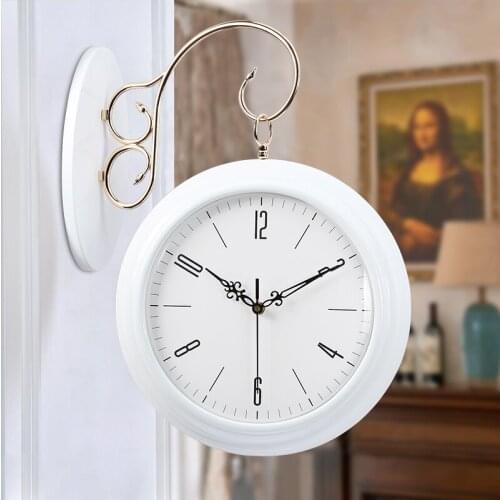 Wood Nordic Wall Clock Double Sided Living Room Silent Simple Creative Wall Clock Modern Design Reloj Pared Home Decor DG50WC