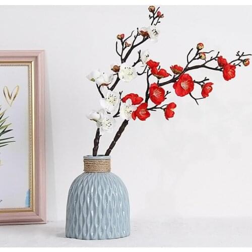 Plum Cherry Blossoms Artificial Silk Flowers Flores Sakura Tree Branches Home Table Living Room Decor DIY Wedding Decoration