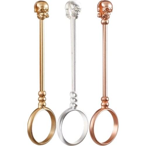 Personality Skull Cigarette Holder Ring Rack Metal Cigarettes Men Clip Ring Woman Anti-finger yellow Smoking Accessories