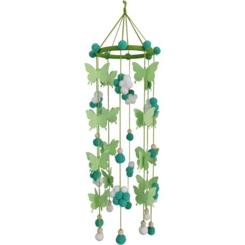 Baby Crib Wind Chime Butterfly Hair Ball Rattle Newborn Cot Pendant Infants Room Decoration