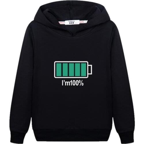 Electricity 100% Design Kids Pullover Long Sleeve Cotton Hoodie Boys Autumn Casual Sweatshirt Girls Energy Spring Clothes Child Jacket