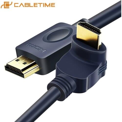 CABLETIME HDMI to HDMI Cable 90/270 Degree Angle 2K*4K 2.0 3D Pro Upgraded CL3 HDMI Cable for TV PS3 PS4 Projector Computer C122
